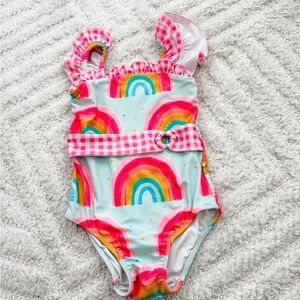 Sweet Honey Toddler Girl’s One Piece Rainbow Swim Suit - Size 3T
